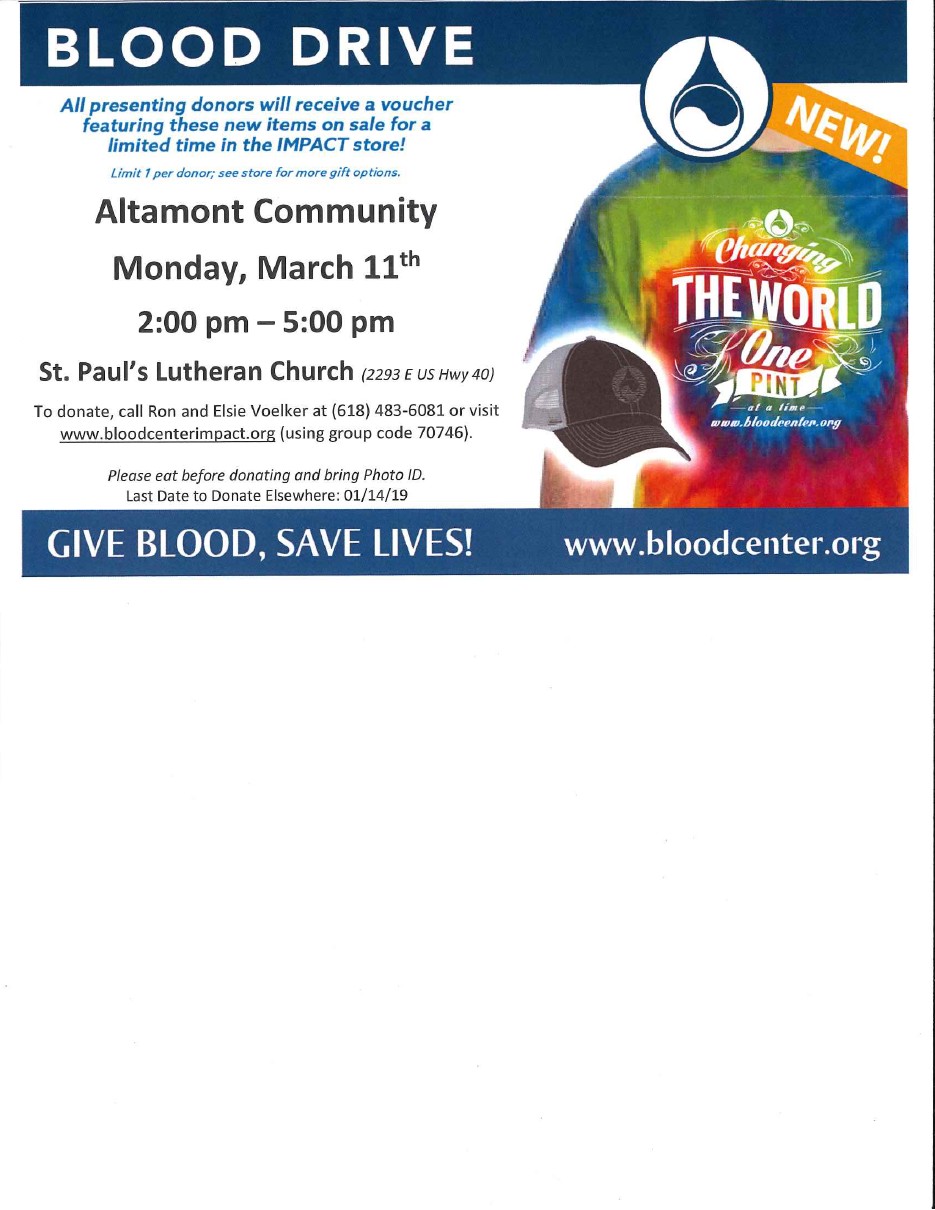 Altamont Blood Drive   Mar 11
