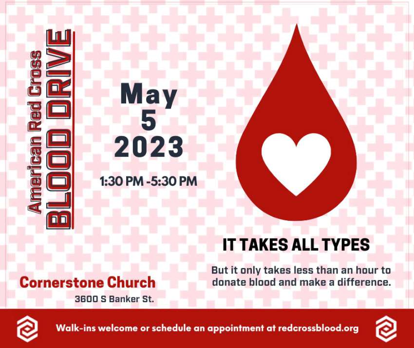 may 25 2023 cornerstone blood drive 850