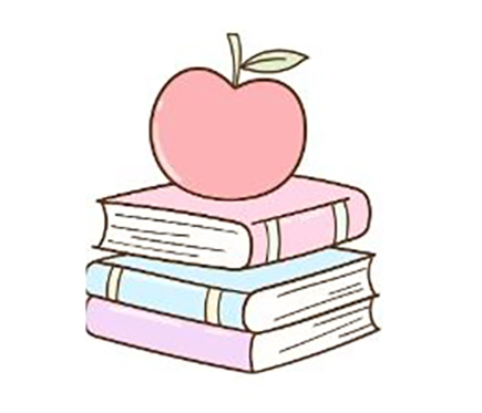 school books with an apple on top