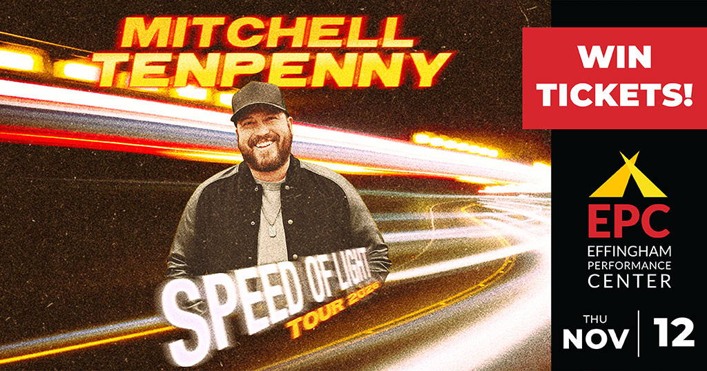 Register for a chance to win tickets to Mitchell Tenpenny at the Effingham Performance Center on Thursday, November 12th